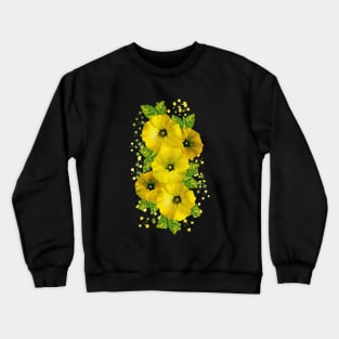 Watercolor Yellow Mallow Flowers Crewneck Sweatshirt